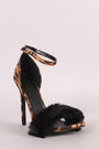 Shoe Republic LA Leopard Faux Fur Accent Ankle Strap Heel