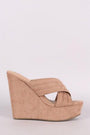 Bamboo Crisscross Quilted Suede Platform Wedge