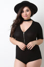 Mock Choker Ribbed Knit Bodysuit - NoveltyOne