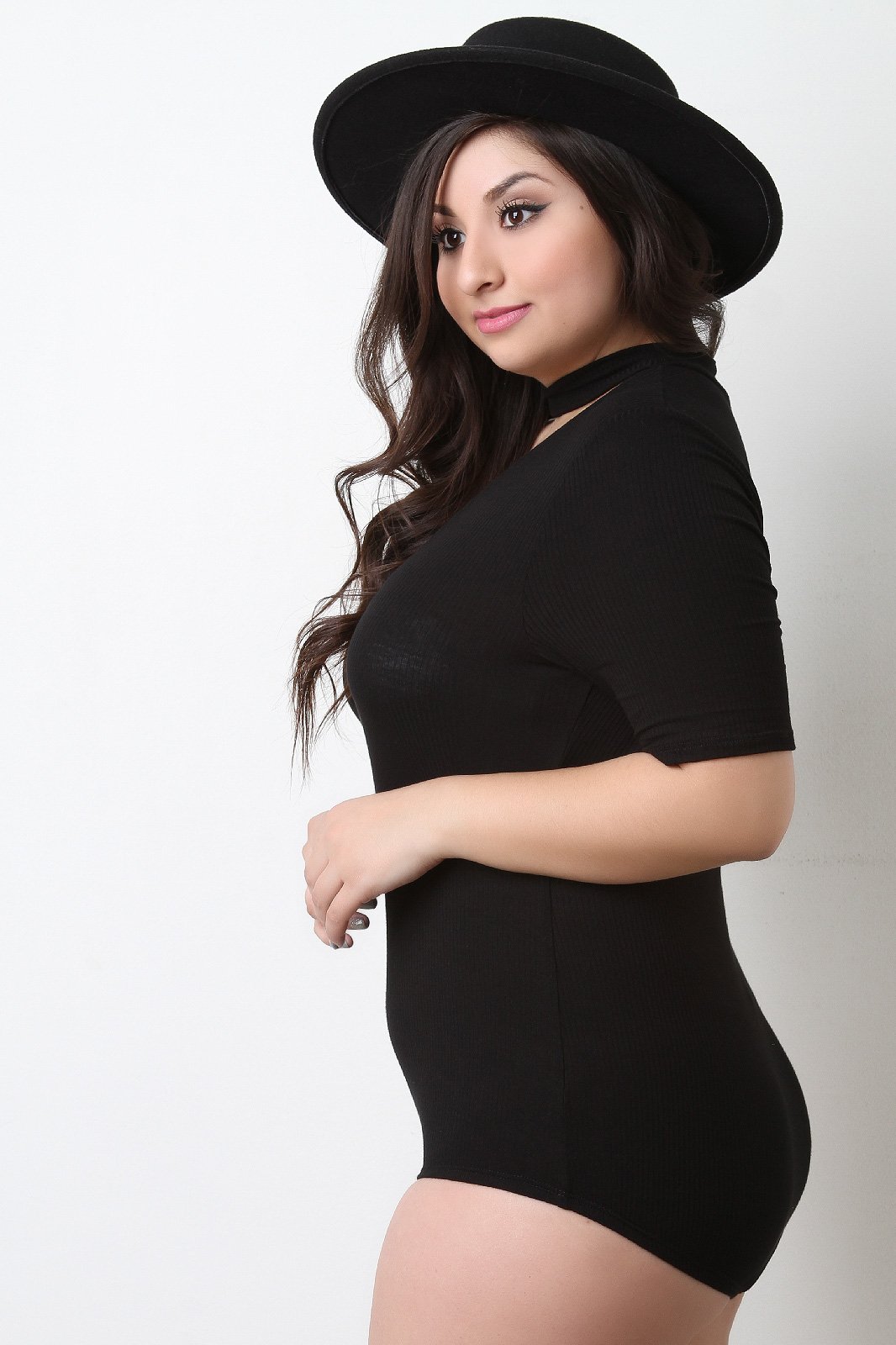 Mock Choker Ribbed Knit Bodysuit - NoveltyOne