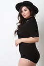 Mock Choker Ribbed Knit Bodysuit - NoveltyOne