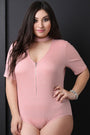 Mock Choker Ribbed Knit Bodysuit - NoveltyOne