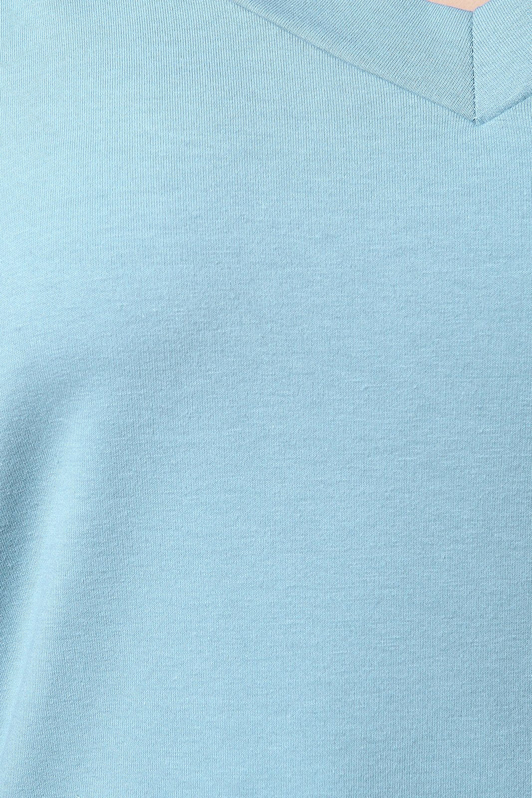 Side Zipper Trim V-Neck Jersey Sweatshirt