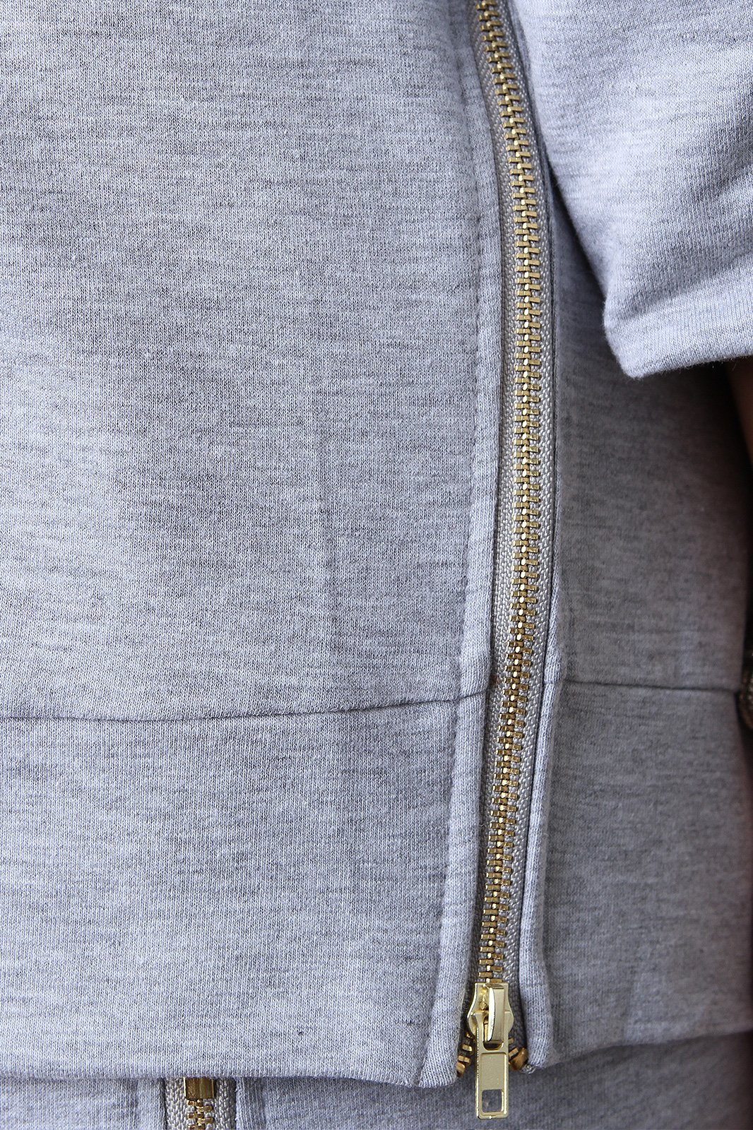 Side Zipper Trim V-Neck Jersey Sweatshirt