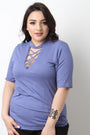 Ribbed Knit Crisscross Yoke Top