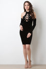 Corset Lace Up Cold Shoulder Velvet Dress