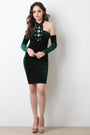 Corset Lace Up Cold Shoulder Velvet Dress