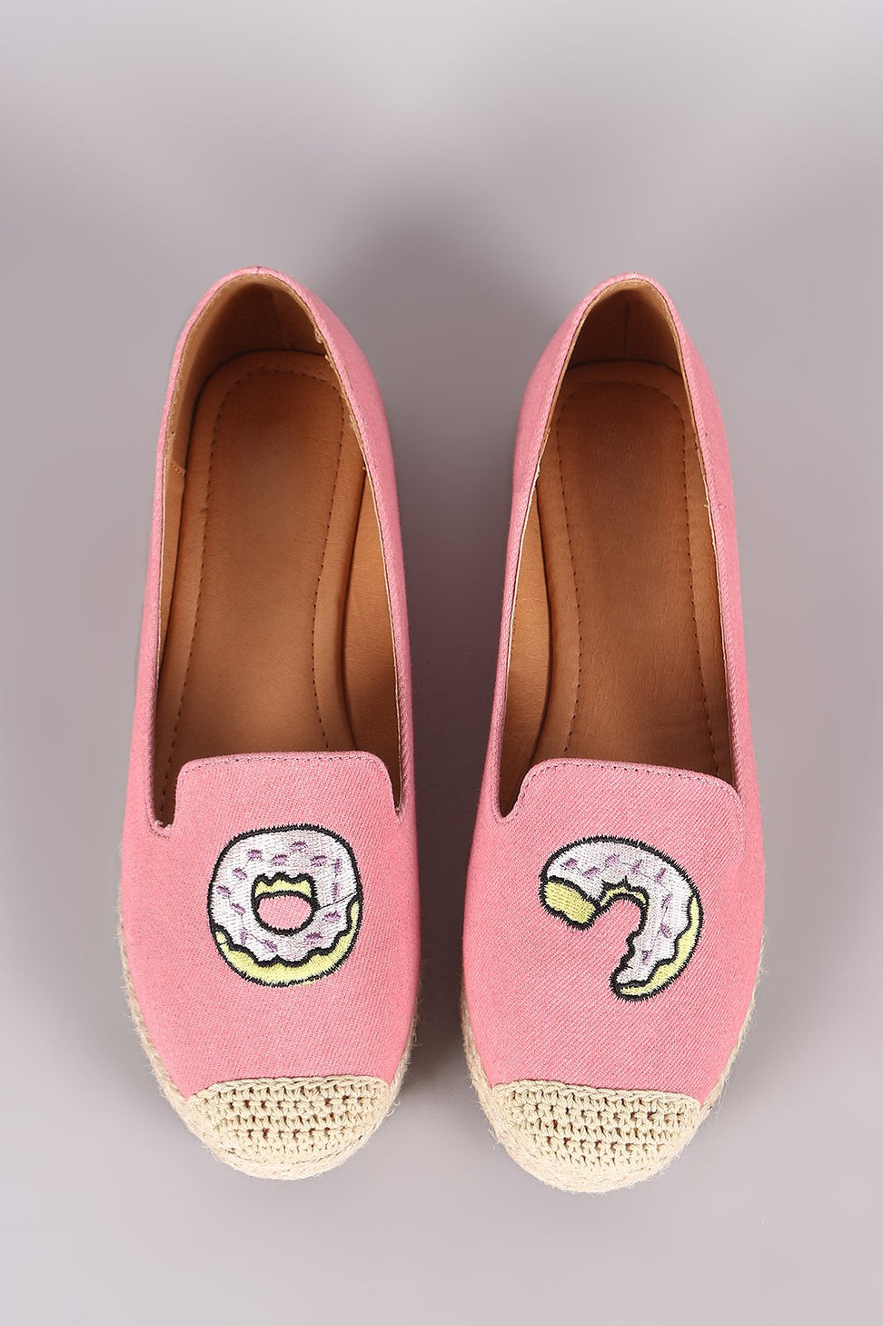 Fun Embroidered Denim Espadrille Slip On Loafer Flat - NoveltyOne