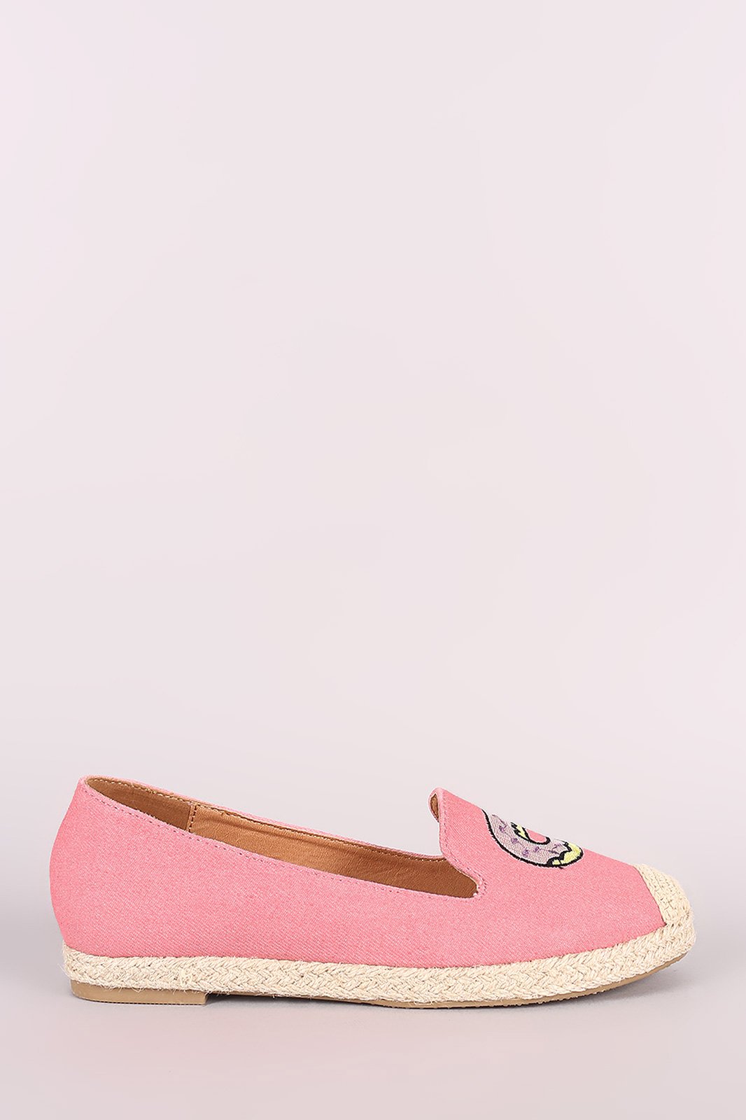 Fun Embroidered Denim Espadrille Slip On Loafer Flat - NoveltyOne