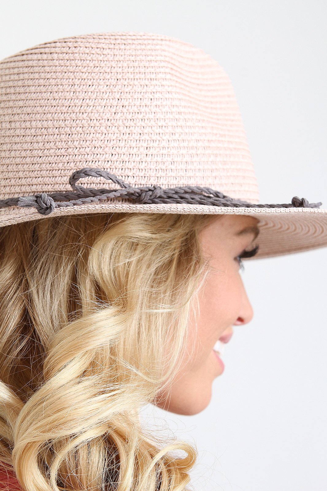 Stitched Straw Braided Trim Fedora