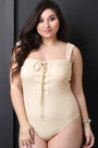 Lace Up Sleeveless Ribbed Bodysuit