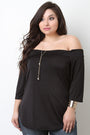 Off-The-Shoulder Quarter Sleeves Necklace Top