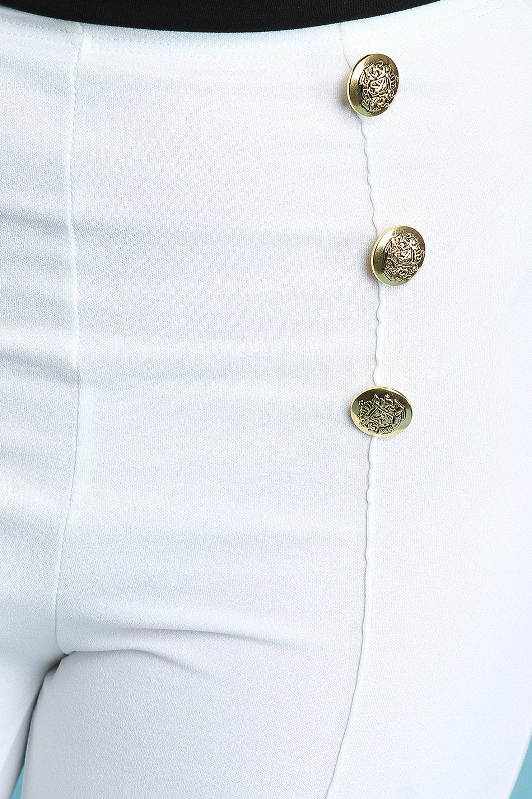 High Waisted Palazzo Decor Button Pants