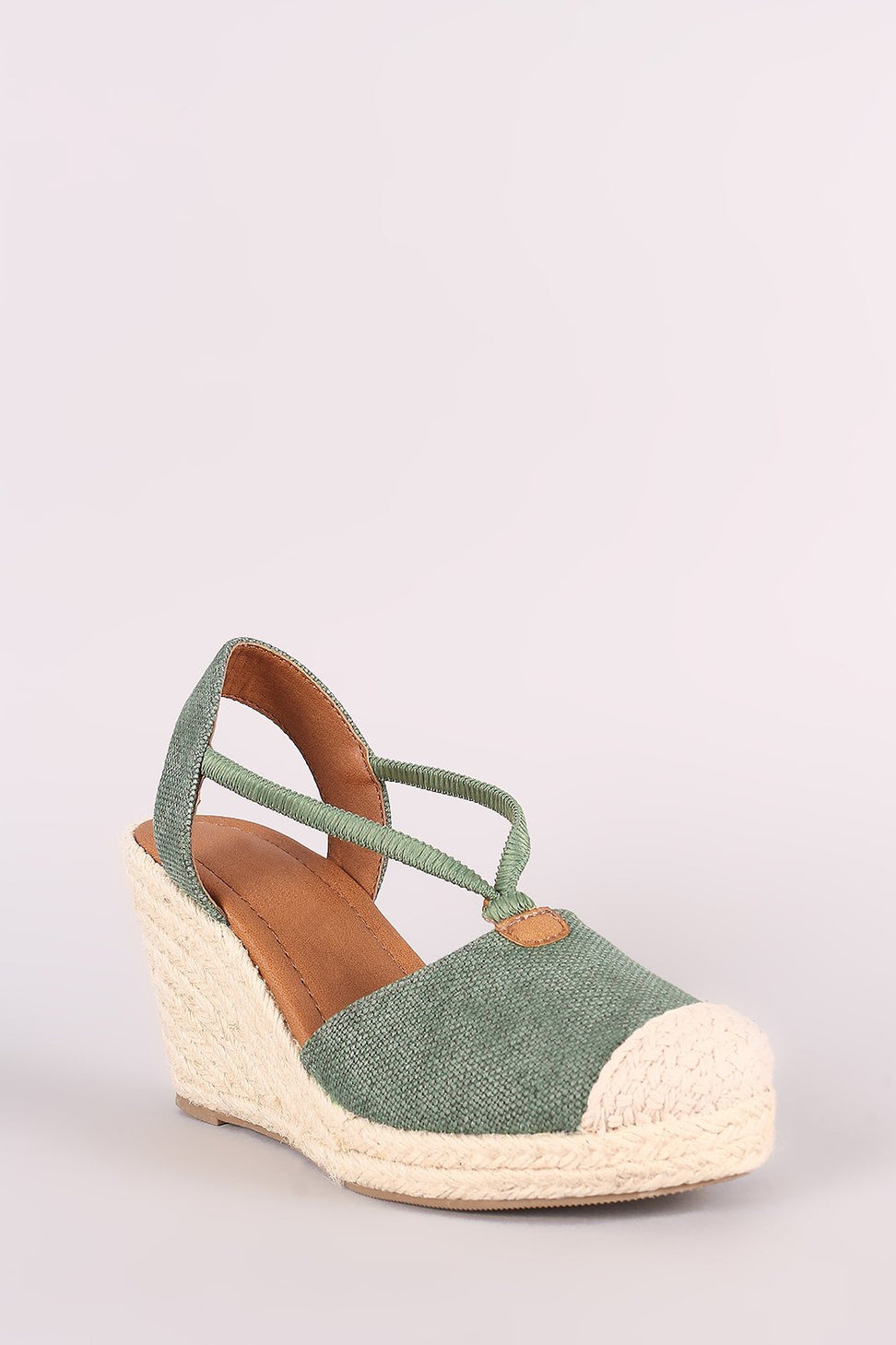 City Classified Canvas Round Toe Espadrille Platform Wedge