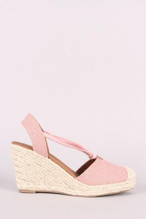 City Classified Canvas Round Toe Espadrille Platform Wedge