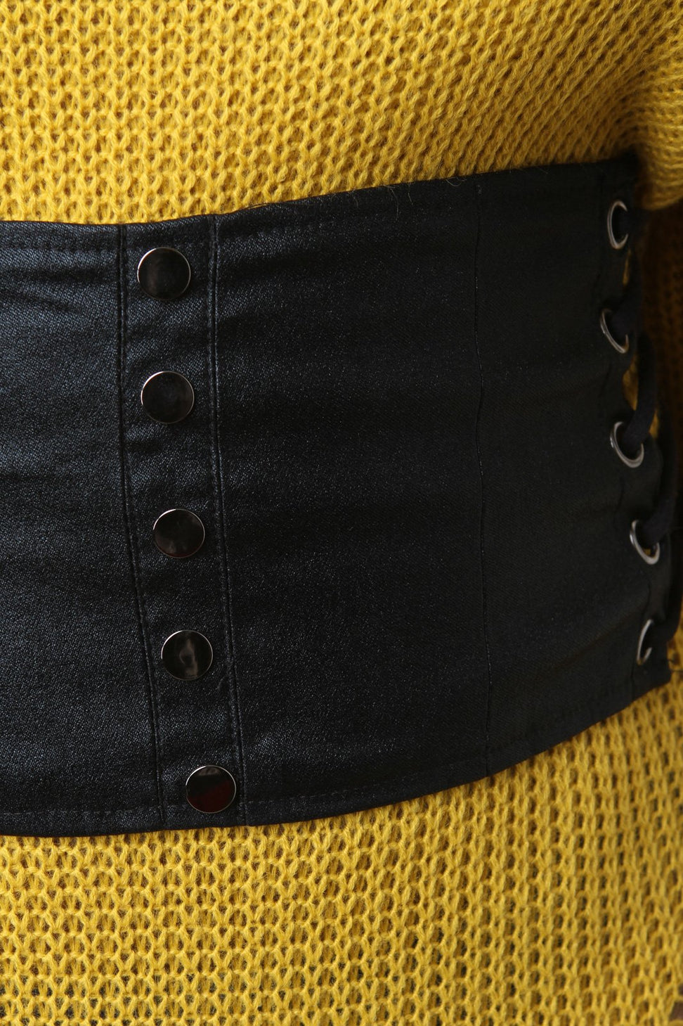 Studs Embellished Side Corset Lace Up Shimmer Belt