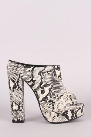 Python Peep Toe Mule Chunky Platform Heel