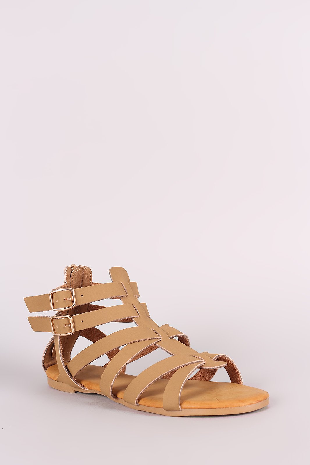 Bamboo Nubuck Buckled Strappy Gladiator Flat Sandal