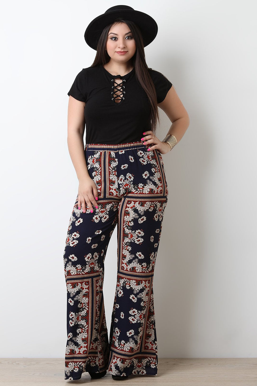 Ribbed Knit Lace-Up Short Sleeves Top