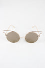 Open Wire Frame Round Cat Eye Mirrored Sunglasses
