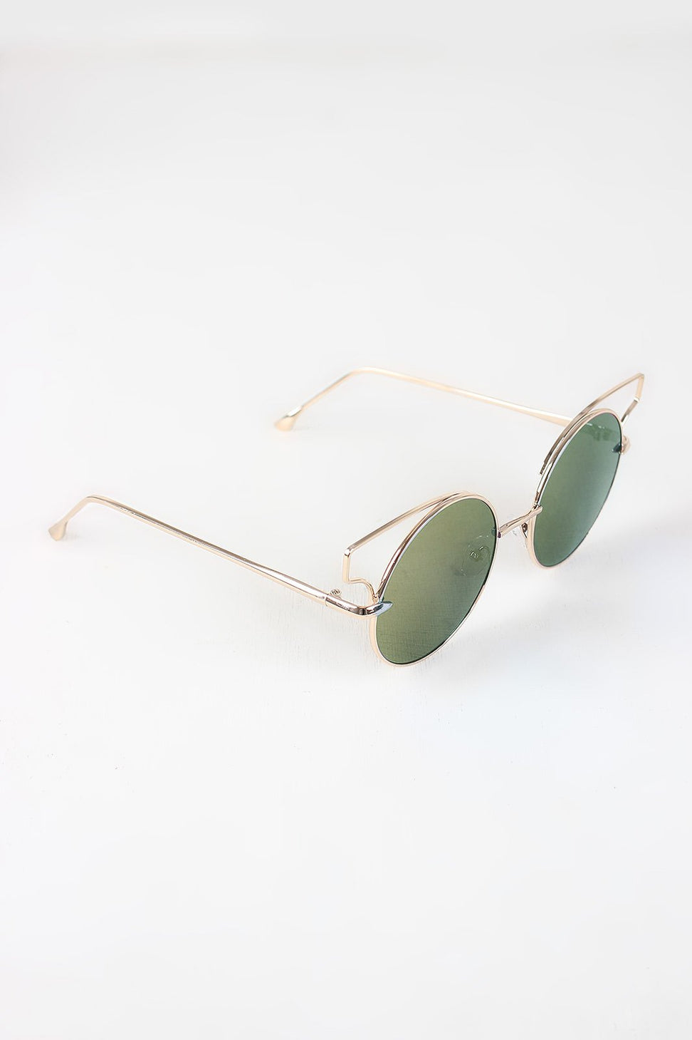 Open Wire Frame Round Cat Eye Mirrored Sunglasses