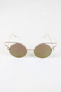 Open Wire Frame Round Cat Eye Mirrored Sunglasses