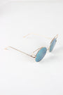 Open Wire Frame Round Cat Eye Mirrored Sunglasses