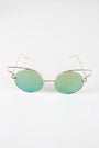 Open Wire Frame Round Cat Eye Mirrored Sunglasses