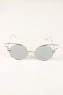 Open Wire Frame Round Cat Eye Mirrored Sunglasses