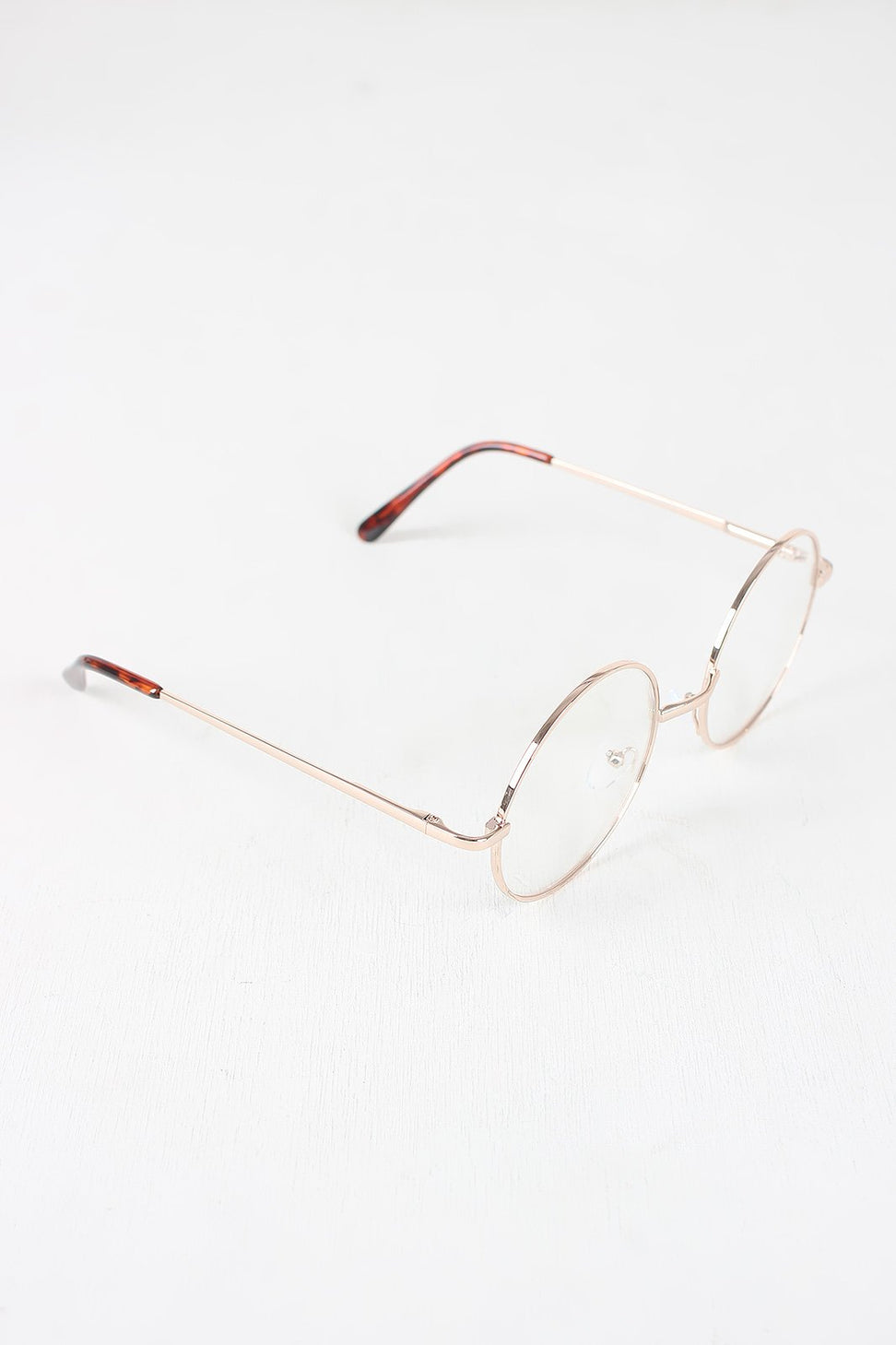 Circular Metal Framed Clear Lens Sunglasses