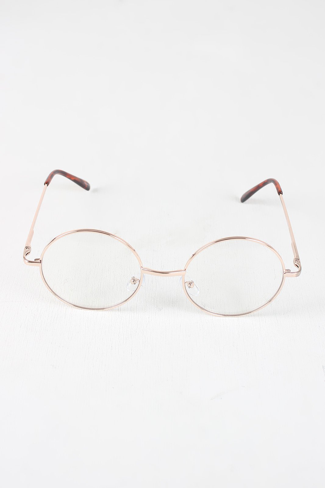 Circular Metal Framed Clear Lens Sunglasses