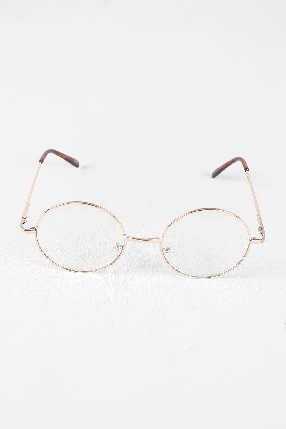 Circular Metal Framed Clear Lens Sunglasses