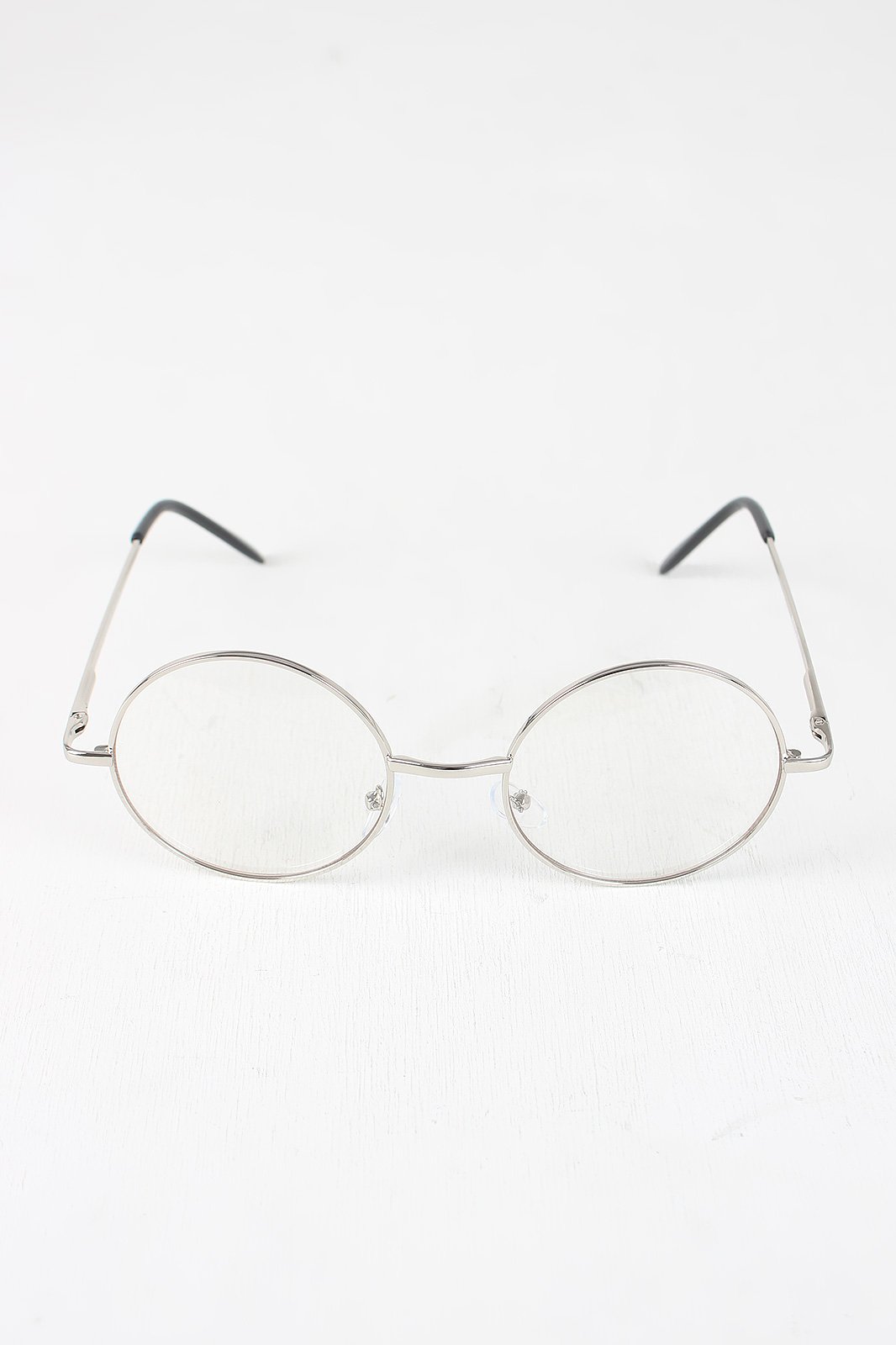 Circular Metal Framed Clear Lens Sunglasses