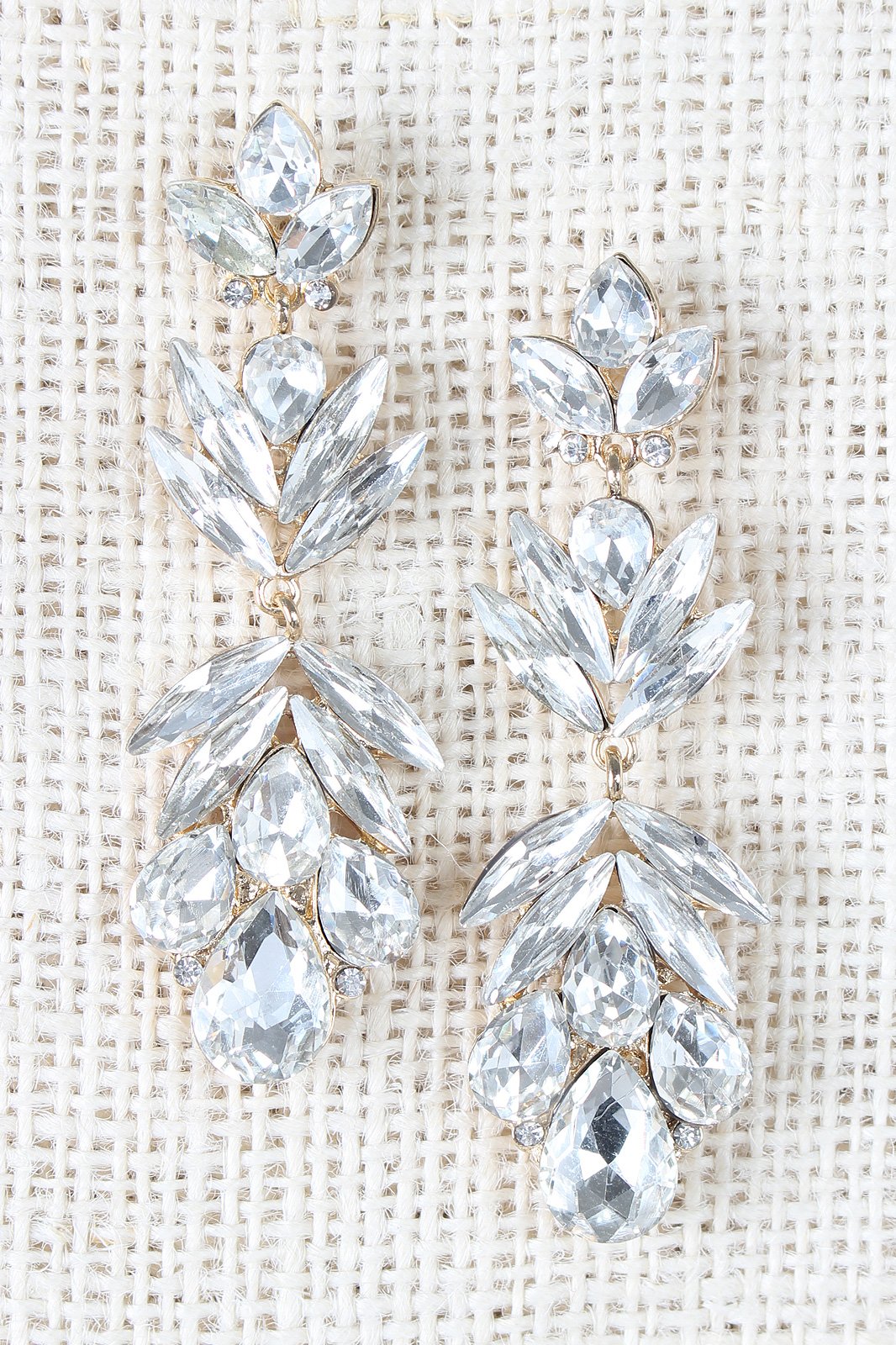 Teardrop Rhinestone Cluster Dangle Earrings