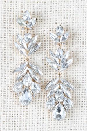 Teardrop Rhinestone Cluster Dangle Earrings