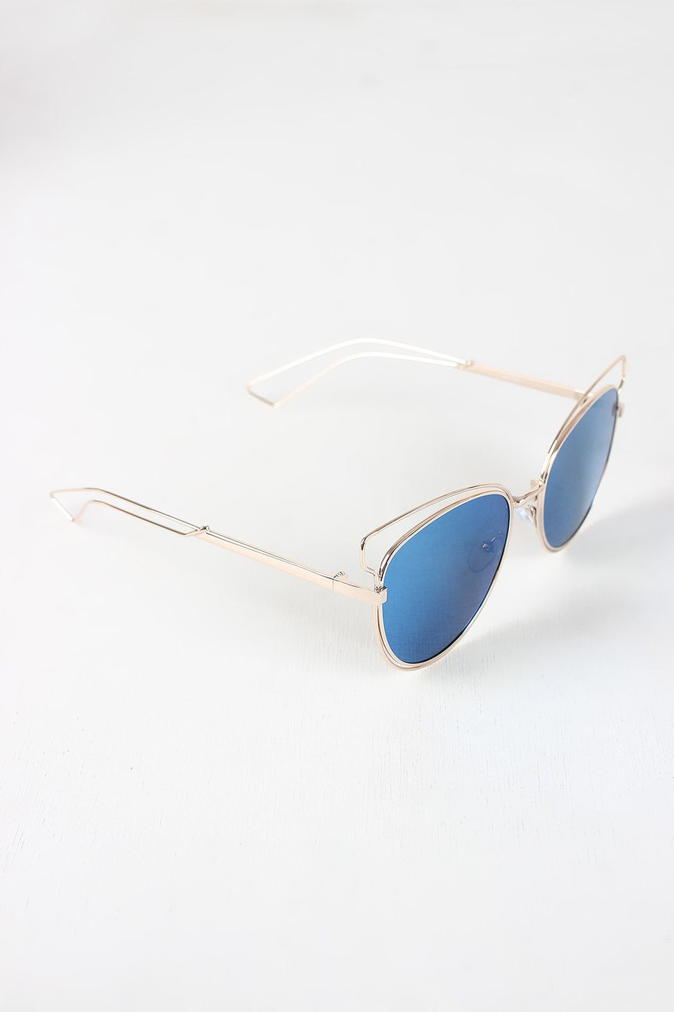 Open Wire Framed Mirror Lens Sunglasses