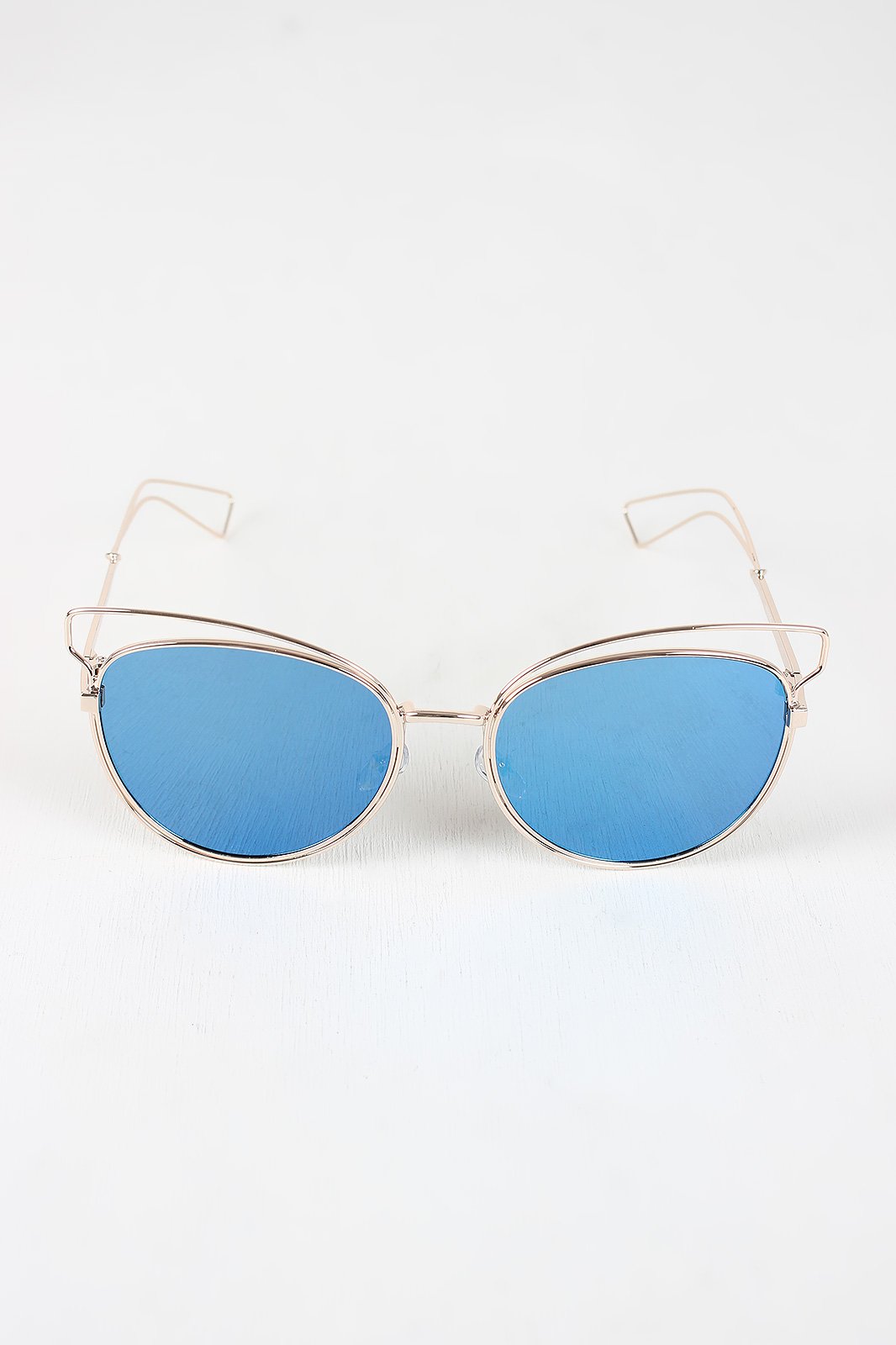 Open Wire Framed Mirror Lens Sunglasses