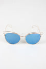Open Wire Framed Mirror Lens Sunglasses