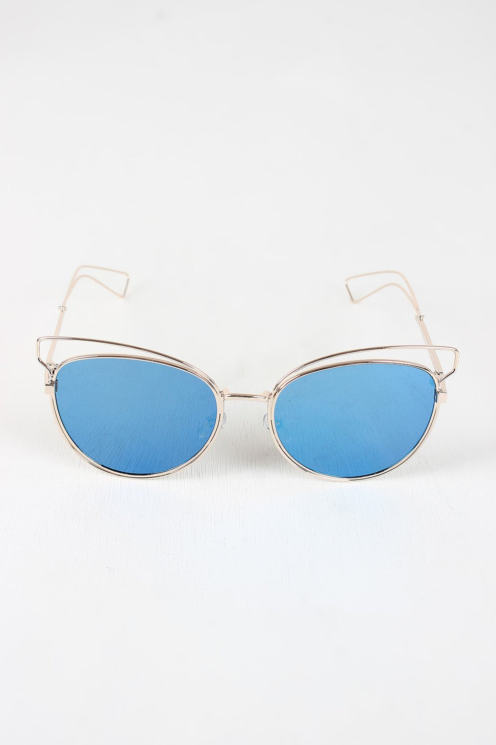 Open Wire Framed Mirror Lens Sunglasses