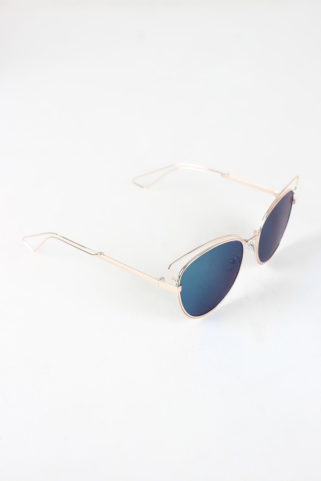 Open Wire Framed Mirror Lens Sunglasses