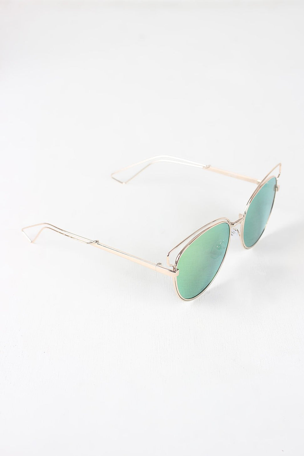 Open Wire Framed Mirror Lens Sunglasses