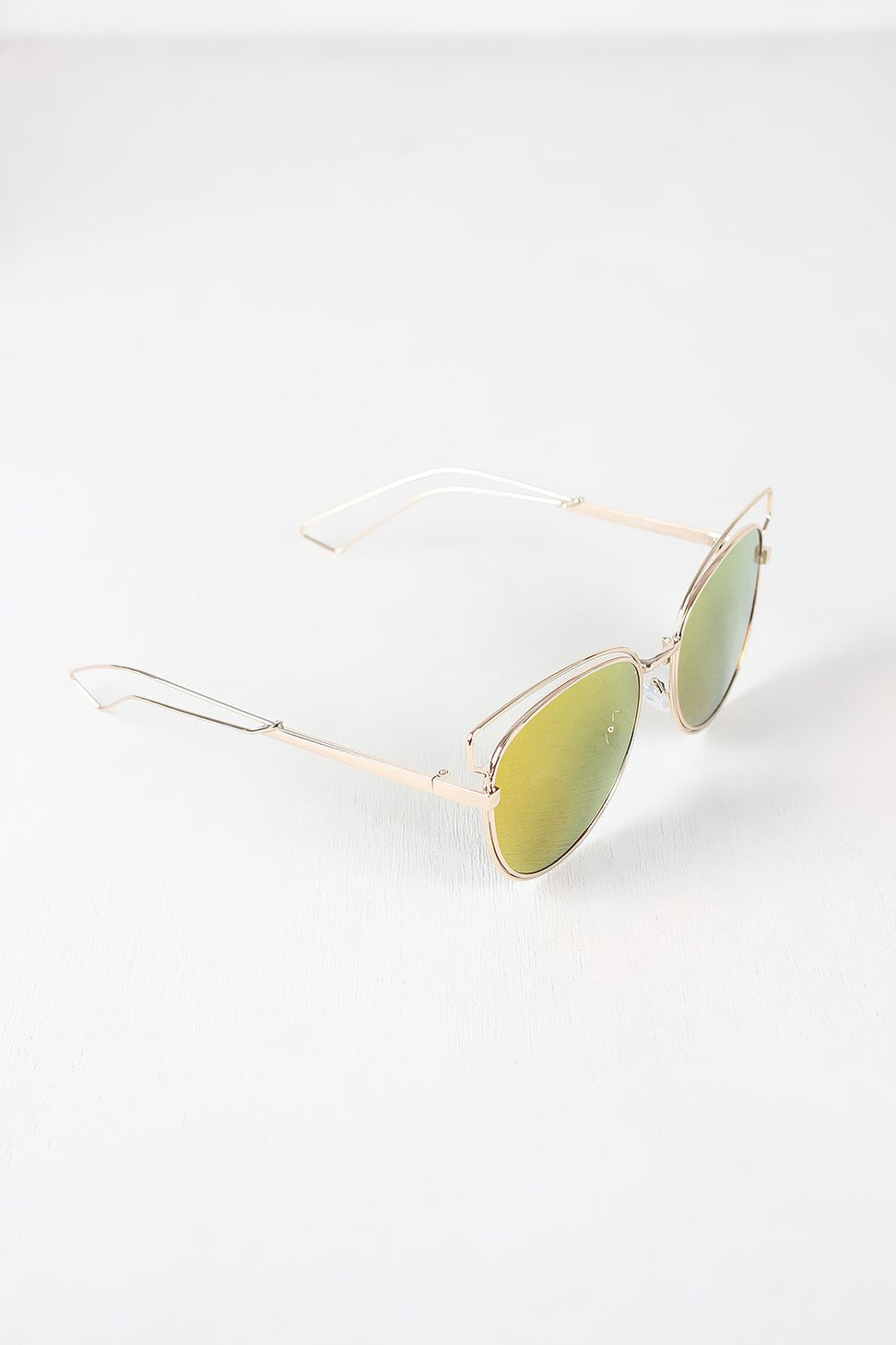 Open Wire Framed Mirror Lens Sunglasses