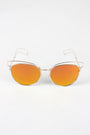Open Wire Framed Mirror Lens Sunglasses