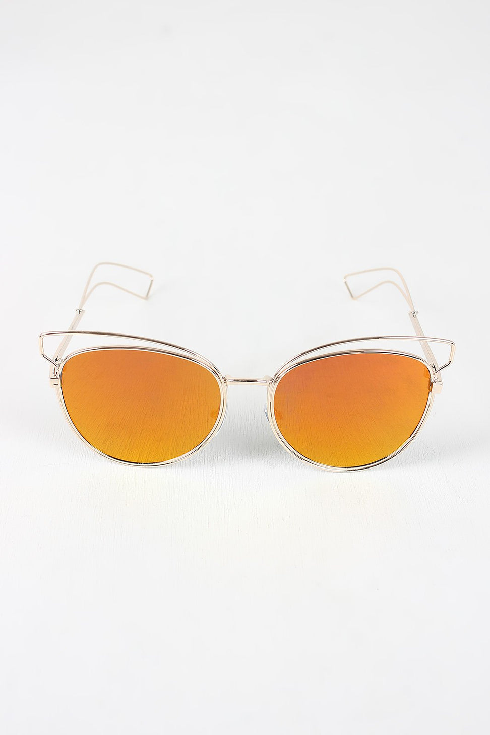 Open Wire Framed Mirror Lens Sunglasses