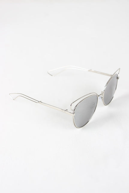 Open Wire Framed Mirror Lens Sunglasses