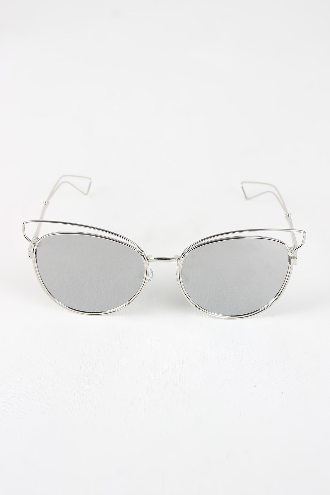 Open Wire Framed Mirror Lens Sunglasses