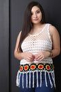 Floral Crochet Fringe Hem Sleeveless Top