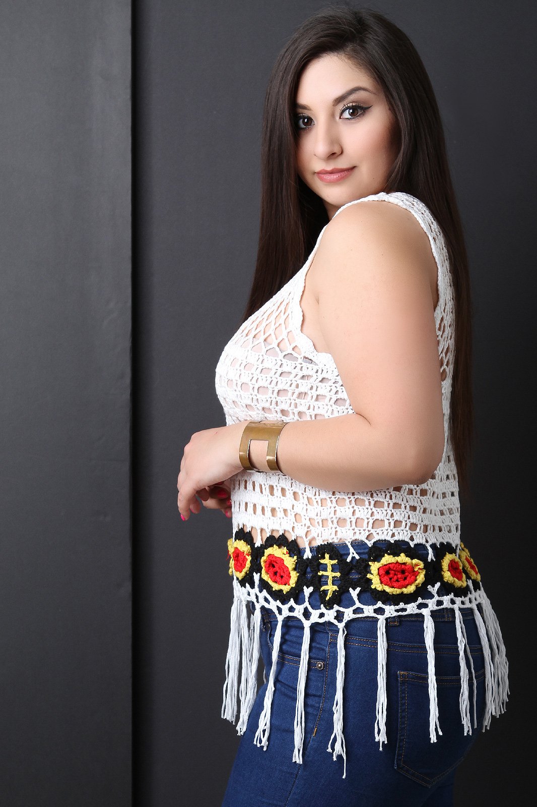 Floral Crochet Fringe Hem Sleeveless Top - NoveltyOne