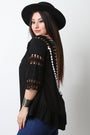 Fringe Crochet Neck Open Back Blouse Top - NoveltyOne