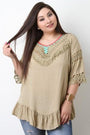 Fringe Crochet Neck Open Back Blouse Top - NoveltyOne